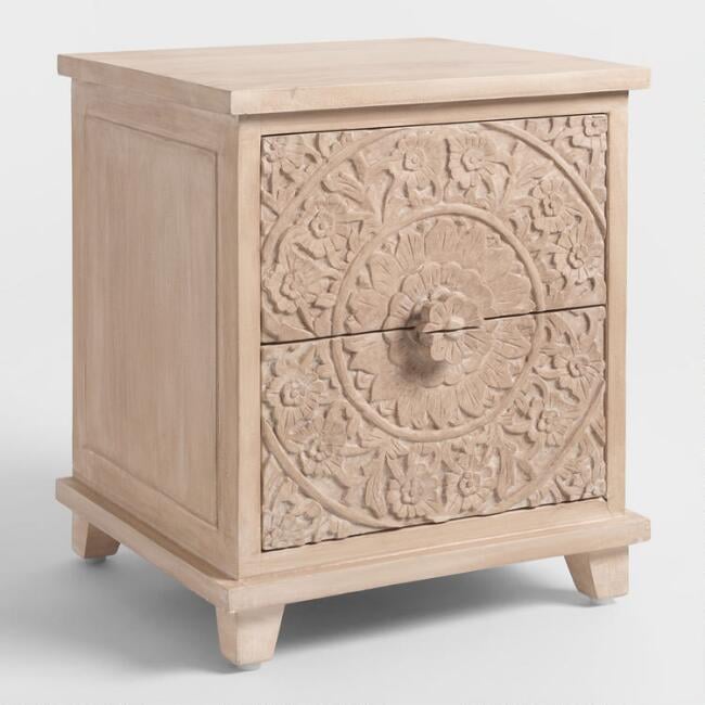 Natural Carved Zaria Nightstand