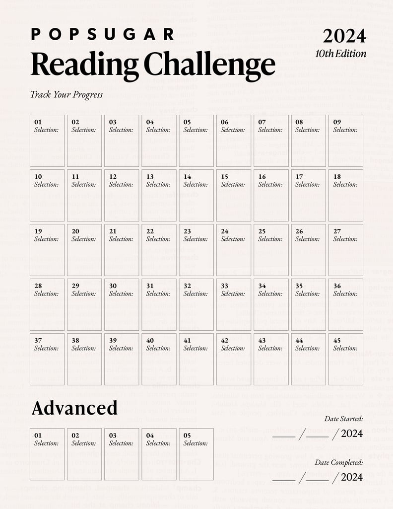 2024 POPSUGAR Reading Challenge Tracker