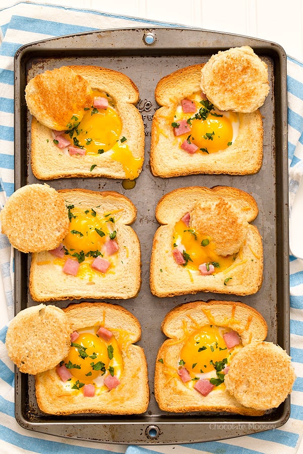 Ham and Cheese Eggs Baked in Toast