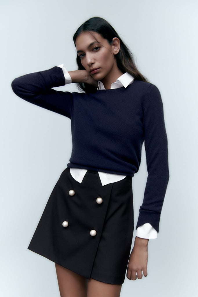 A Button Skirt: Zara Pearl Button Mini Skirt