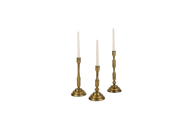Set of Three Metal Taper Candle Stands