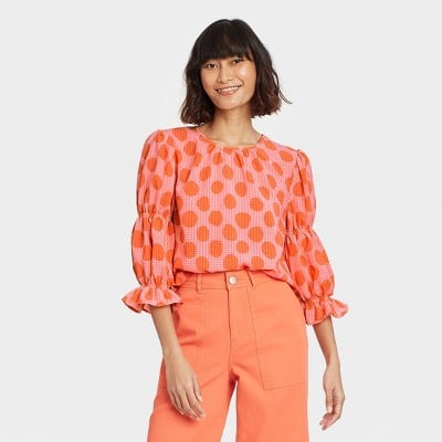 Who What Wear Women's Puff 3/4 Sleeve Top
