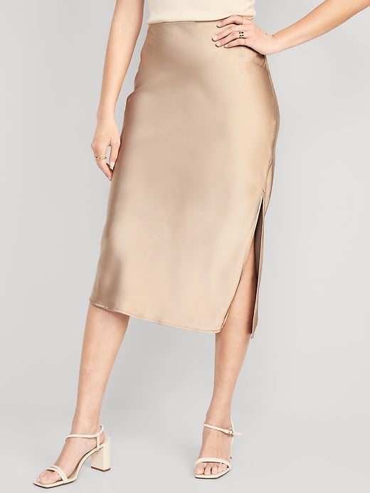 Satin Midi Slip Skirt