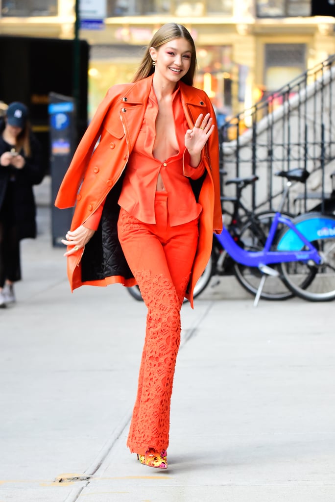 Gigi Hadid's Orange Suit 2018