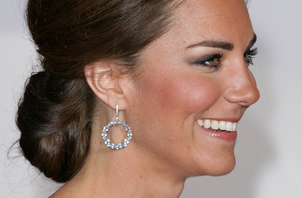 Kiki's blue topaz and diamond Lola circle earrings have become a favorite of Kate's. She wore them to the Diamond Jubilee concert, the opening ceremony of the London Olympics, and an evening reception in New York in 2014.