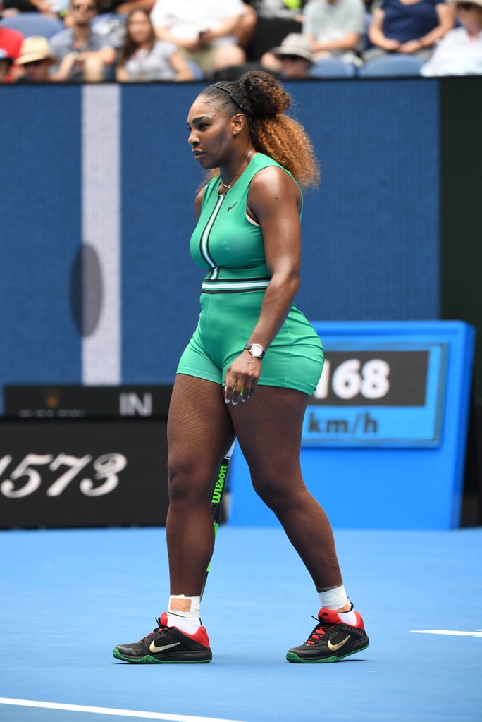 Serena Williams Wearing Black and Red Nikes at the Australian Open in 2019