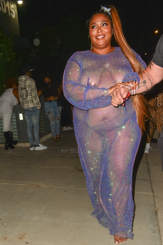 Lizzo Wears Fishnet Naked Dress to Cardi B's Birthday Party