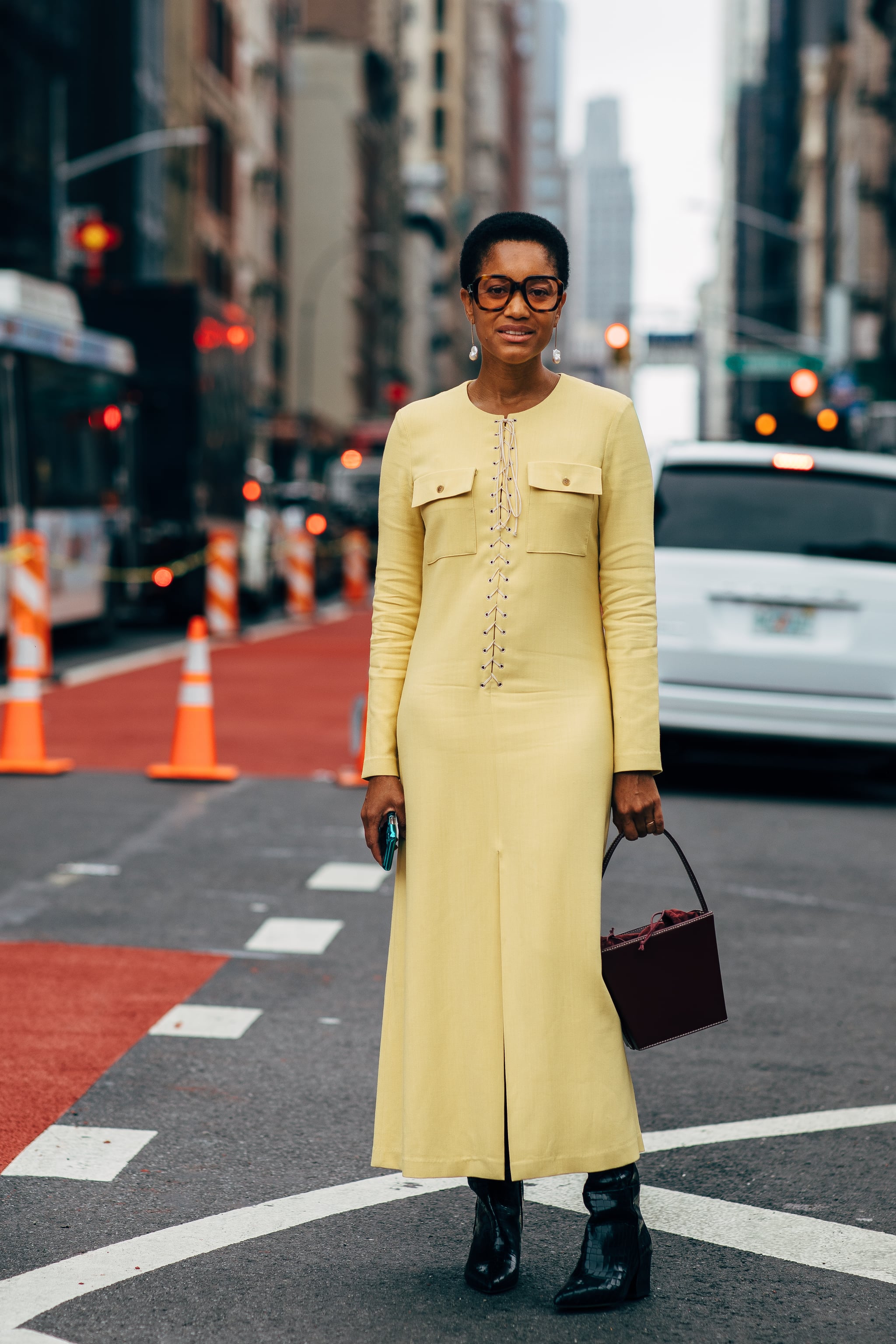 Aimee Song with a Louis Vuitton bag and Tibi boots., 100+ Street Style  Looks That Defined 2018