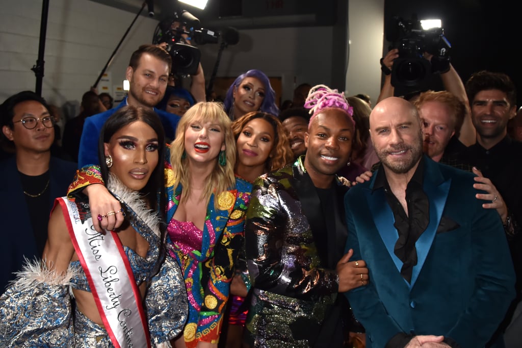 Taylor Swift, Todrick Hall, John Travolta, and Jesse Tyler Ferguson at the 2019 MTV VMAs