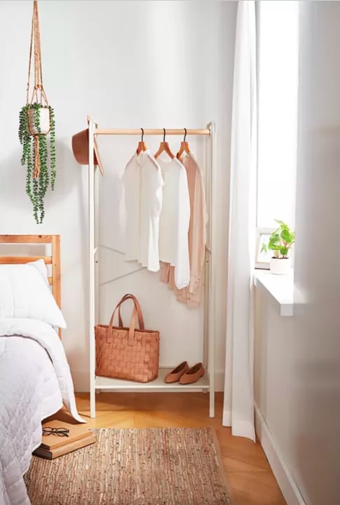 Squared Away Metal Garment Rack with Storage Base