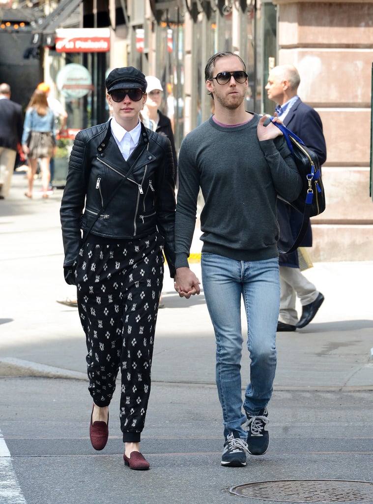 Anne Hathaway and Adam Shulman held hands during their Sunday outing in NYC.