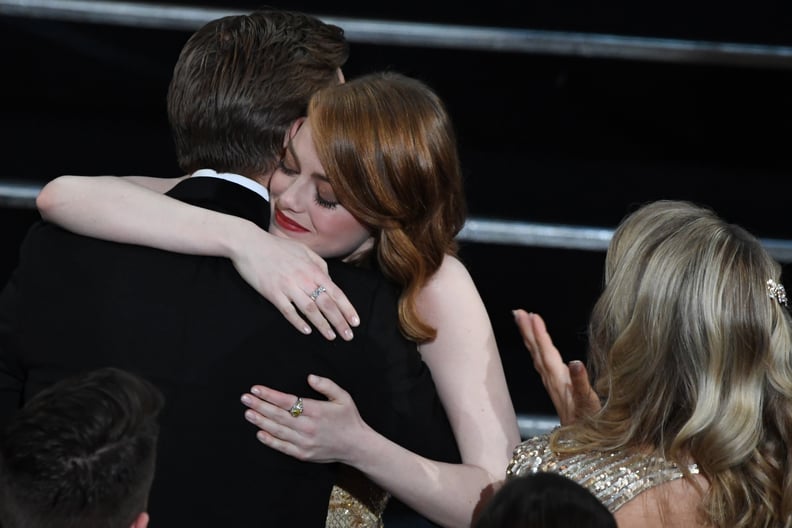 When Emma Stone won best actress and he gave her a big hug.
