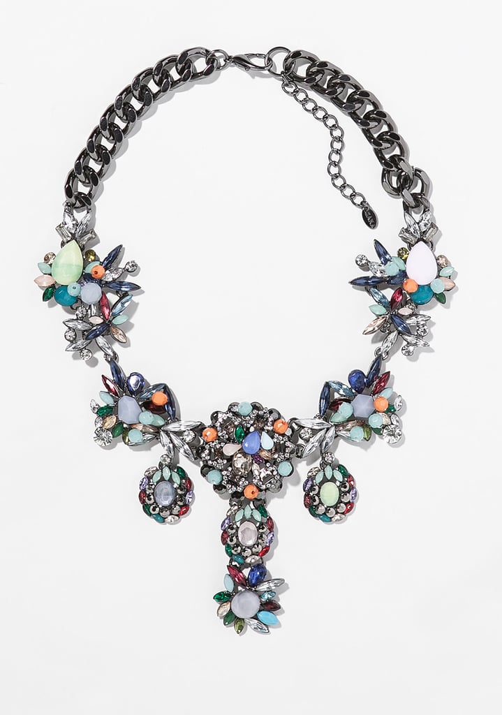 Zara multicolor rhinestone bib necklace ($50)