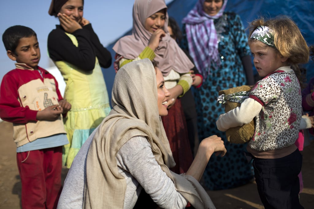 Angelina visited a Syrian refugee camp in Zahle, Lebanon.