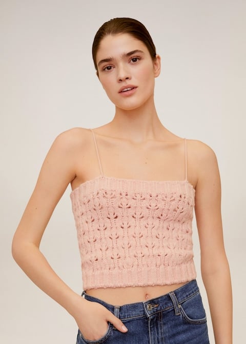 Mango Openwork Knit Top