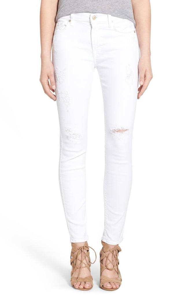 7 For All Mankind Destroyed Ankle Skinny Jeans The Reviews On These White Jeans Are Insanely Good Popsugar Fashion Photo 5