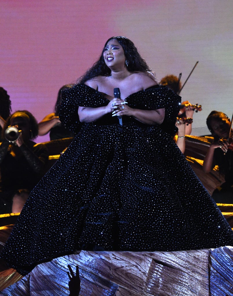 Lizzo Performing at the Grammys in a Christian Siriano Dress