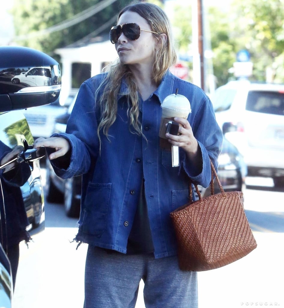 Ashley Olsen's Brown Wicker Bag