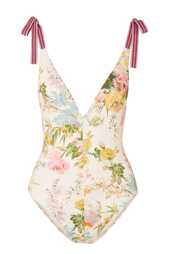 Zimmermann Heathers Grosgrain-Trimmed Floral-Print Swimsuit