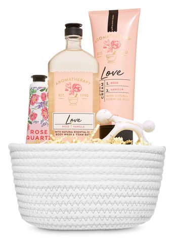 Bath and Body Works Rose Lover's White and Silver Basket Gift Set