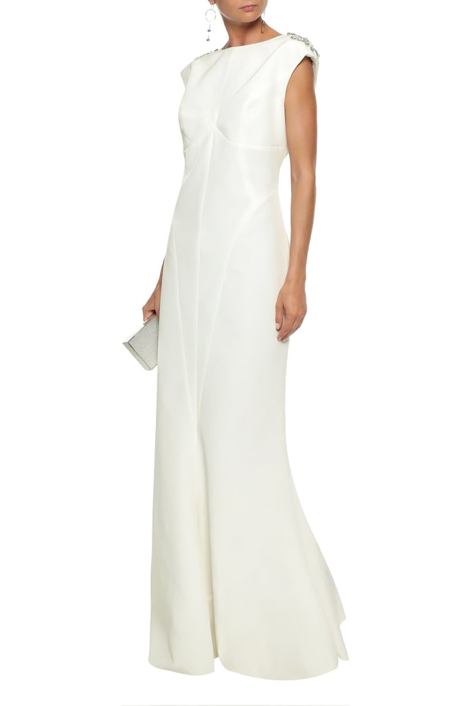 Rachel Gilbert Eliana Bead and Crystal-Embellished Satin-Crepe Gown