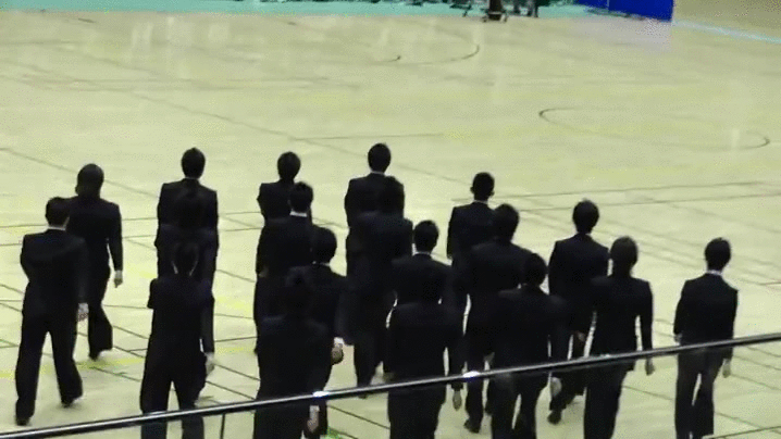 This perfectly synchronized marching troupe
