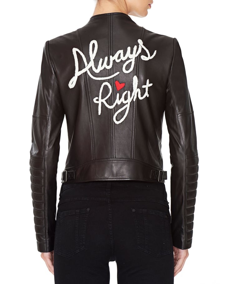 Alice + Olivia Gamma Always Right Embroidered Leather Biker Jacket ...