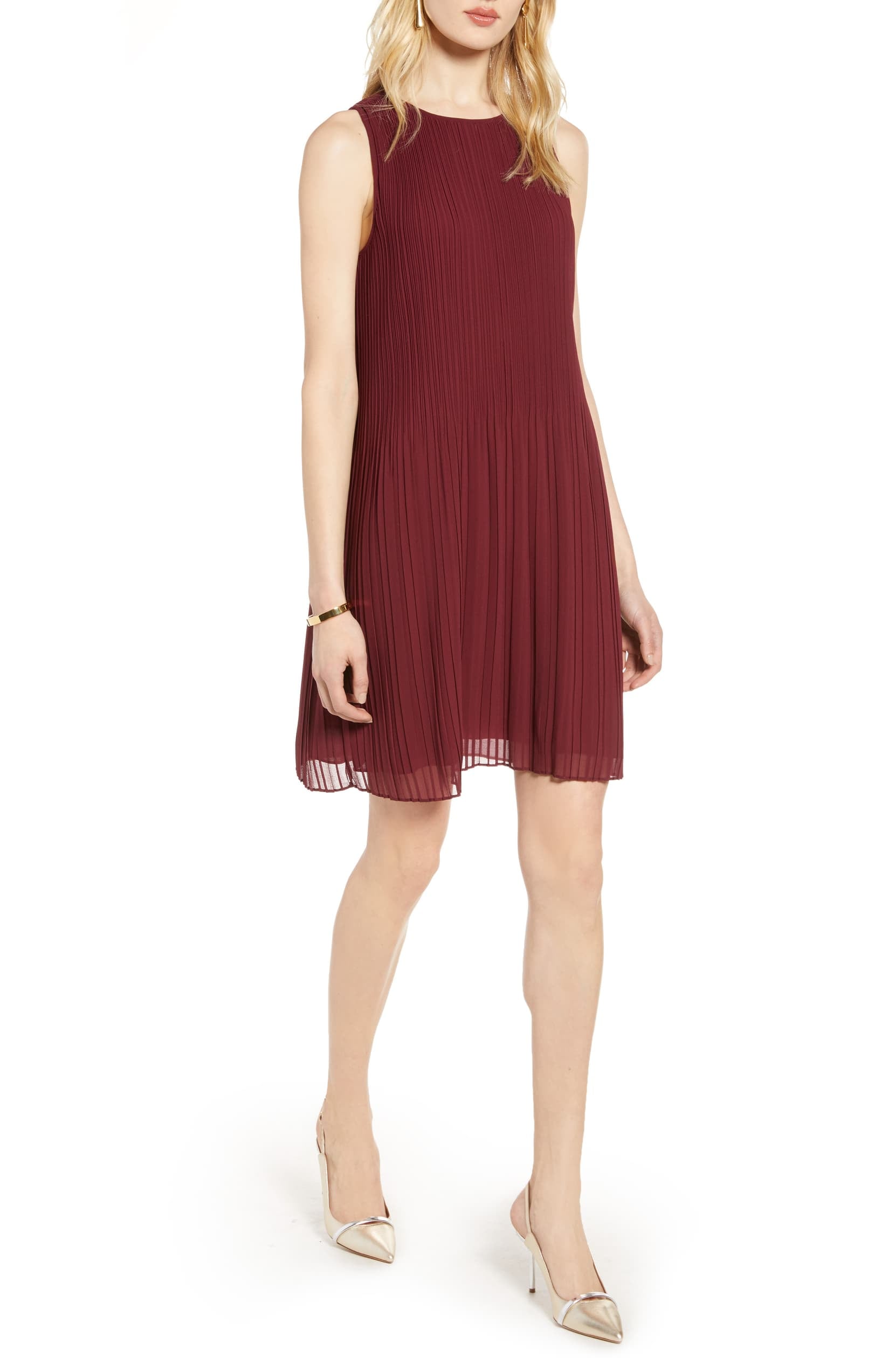 Halogen sleeveless pleated dress Clearance