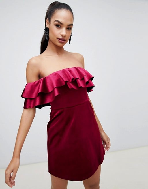 ASOS Designed Bonded Ruffle Mini Dress