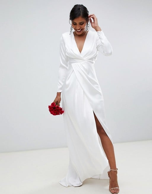Asos Edition Pleated Plunge Wrap Wedding Dress
