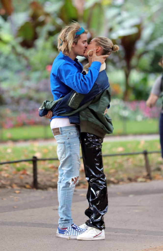 Hailey Baldwin Black Leather Pants With Justin Bieber 2018
