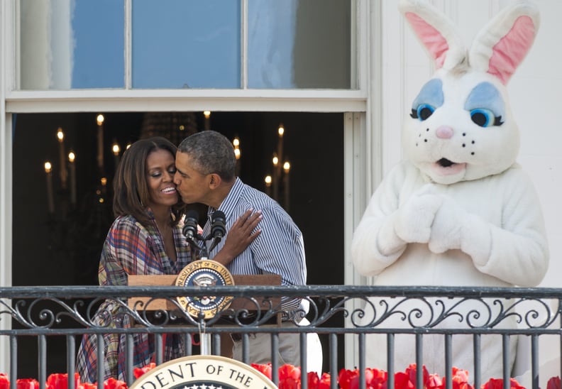 The Obamas had a third-party observer while kissing on the balcony.