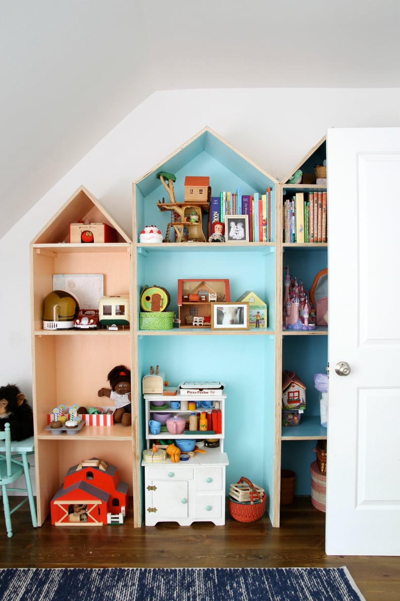 Colorful, custom toy shelves