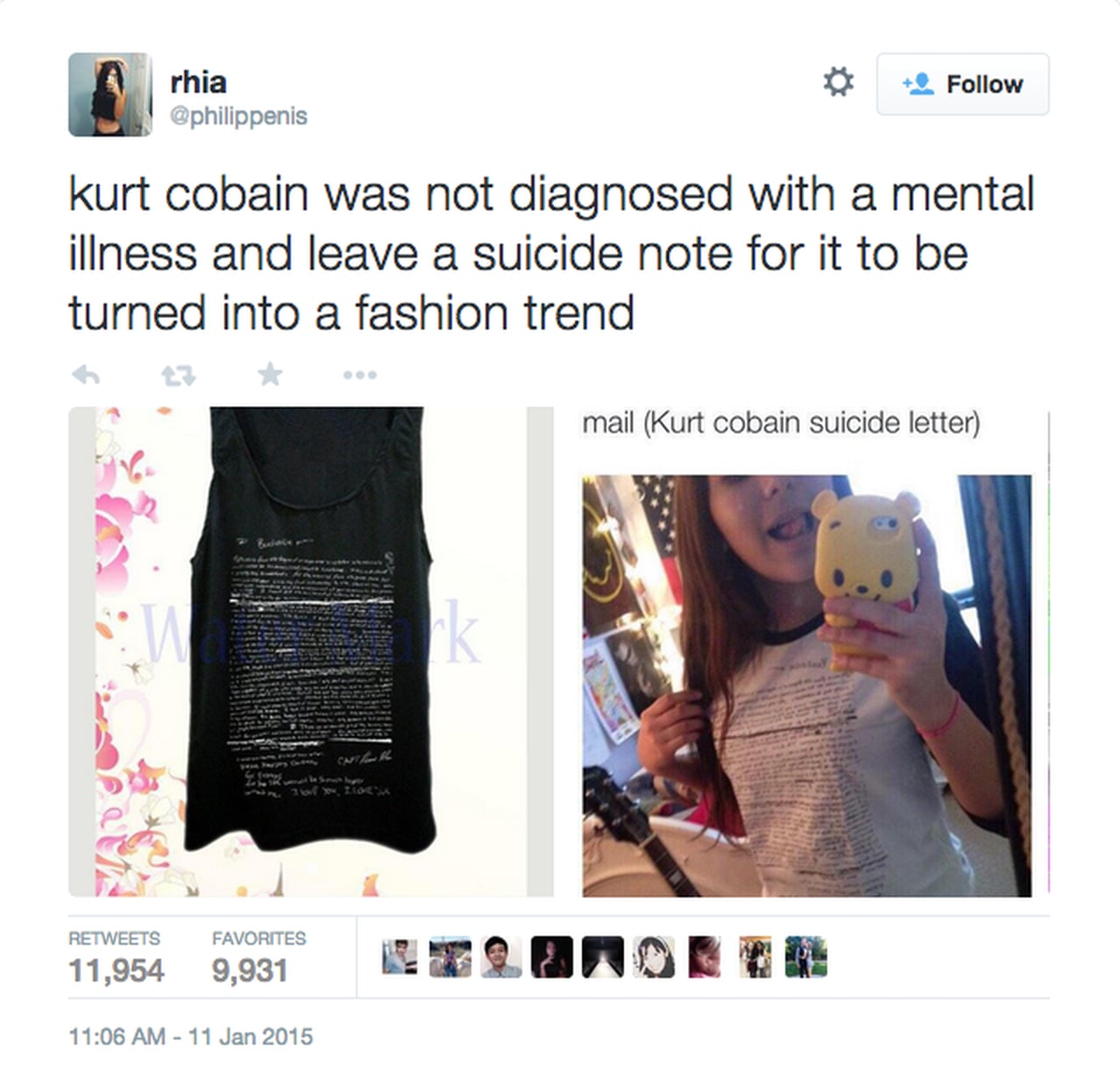 T-Shirt With Kurt Cobain Suicide Note | POPSUGAR Fashion