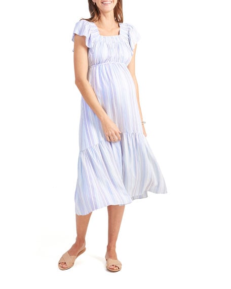 Ingrid & Isabel Flutter Sleeve Maternity Midi Dress