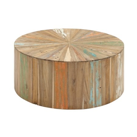 Decmode Rustic Reclaimed Wood Round Coffee Table