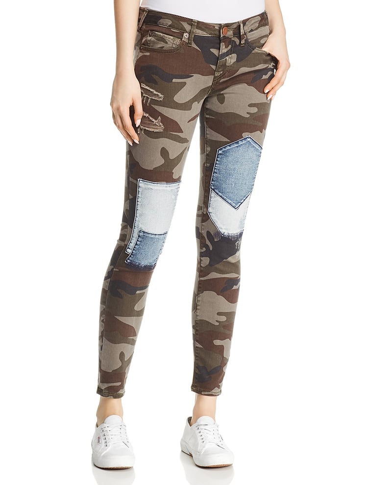 Halle Mid-Rise Super Skinny Patched Jeans in Cobalt Camo by True Religion