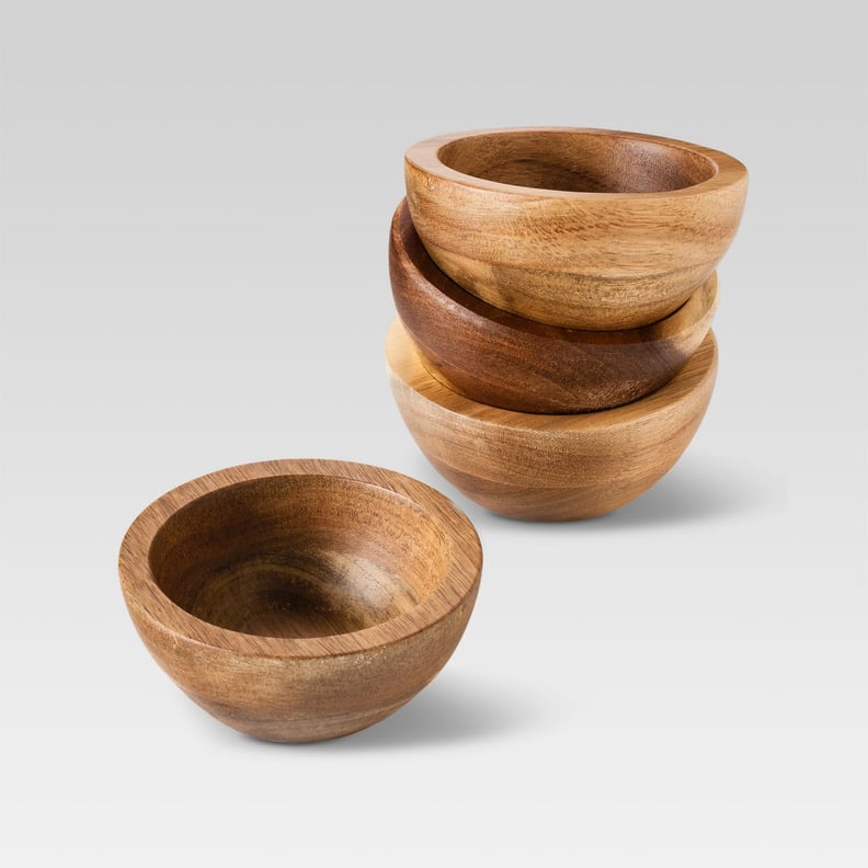 Threshold Set of 4 Natural Acacia Dip Bowls