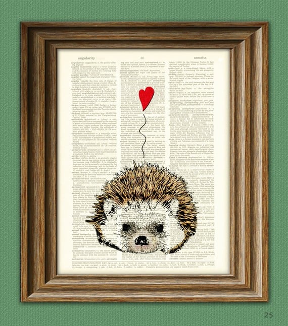 I Love You Valentine Hedgehog Print ($7)