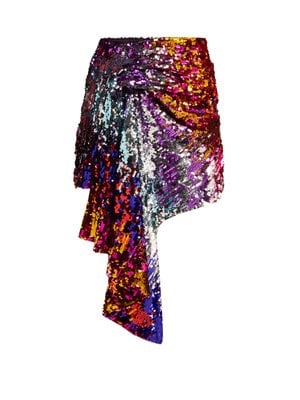 Halpern Draped Sequinned Mini Skirt