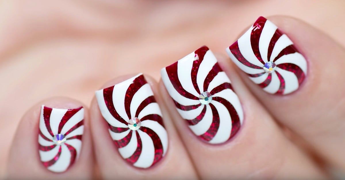 4. "Glittery Candy Cane Nails for Christmas 2024" - wide 5