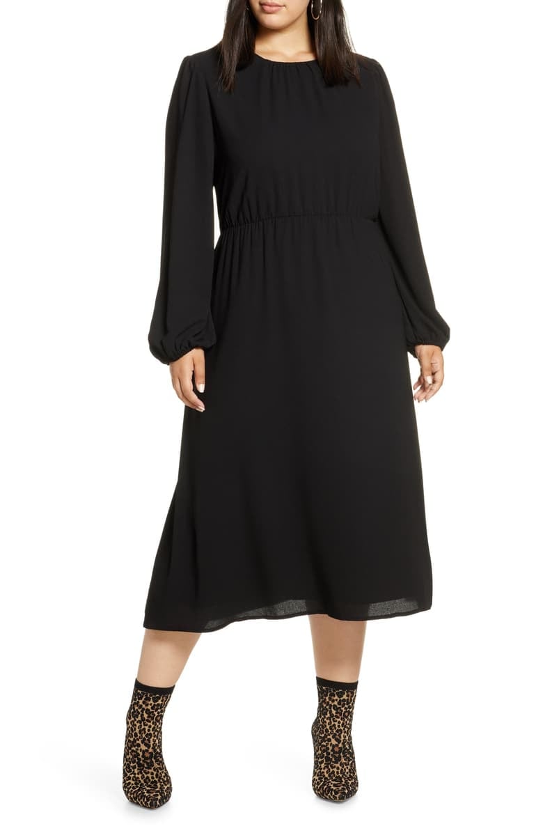 Halogen Long Sleeve Midi Dress