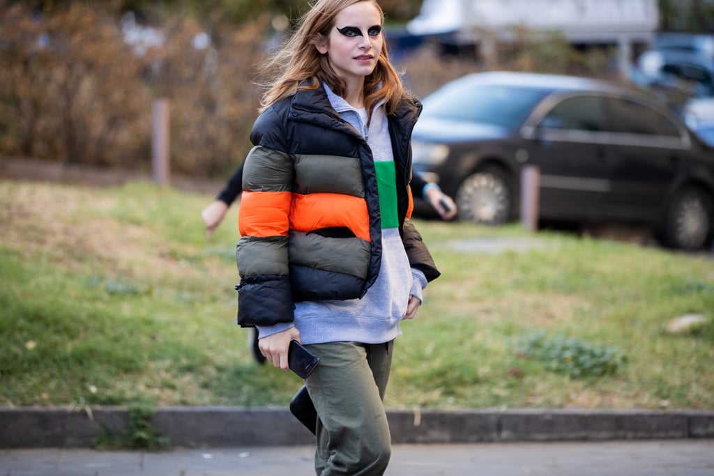 Winter Outfit Idea: A Sporty Puffer Over a Zip-Up Sweater