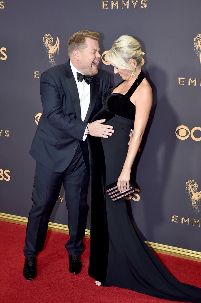 James Corden and his wife, Julia Carey, could not have looked happier when they attended the Emmys on Sunday. In addition to looking like prom king and queen in matching ensembles, the two were all smiles and giggles as they posed for pictures on the red carpet, and things only got cuter when James adorably rubbed Julia's belly. James and Julia have a lot to be excited about lately; not only did they celebrate their five-year wedding anniversary on Sept. 15, but the pair is also currently expecting their third child. James and Julia are already parents to 6-year-old son Max and 2-year-old daughter Carey.

    Related:

            
            
                                    
                            

            Here Are the 2017 Emmy Nominations!