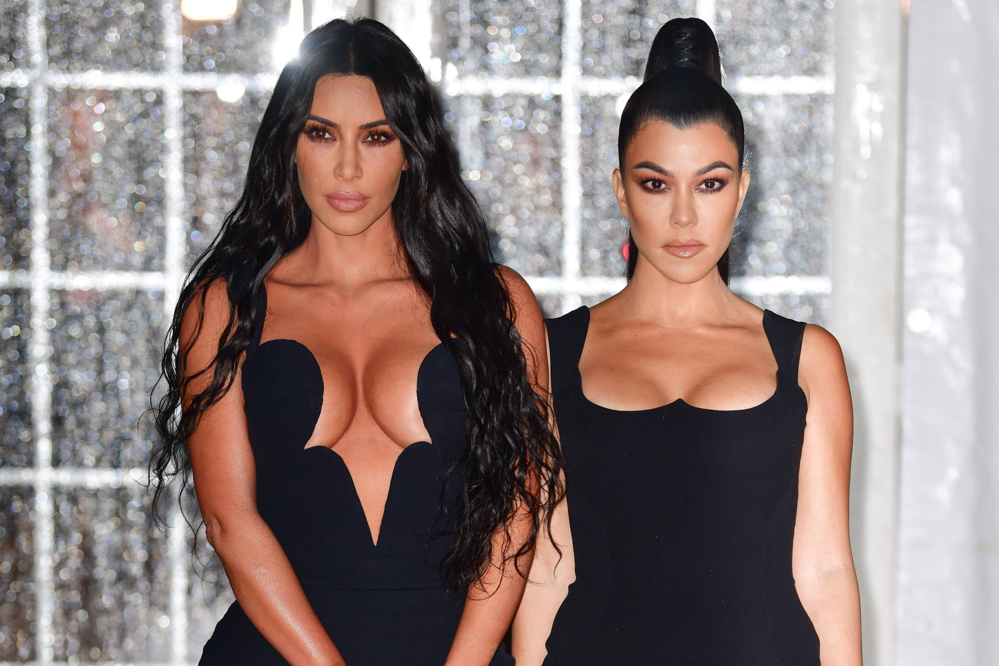 NEW YORK, NY - FEBRUARY 06:  Kim Kardashian West and Kourtney Kardashian arrive to the amfAR Gala New York 2019 at Cipriani Wall Street on February 6, 2019 in New York City.  (Photo by James Devaney/GC Images)