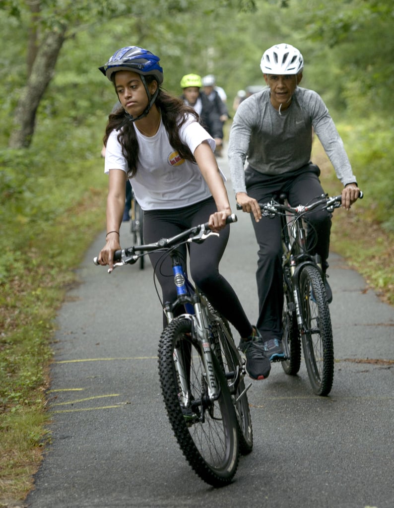 The family rode bikes during their trip to Martha's Vineyard in August 2015.