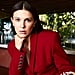 Millie Bobby Brown Wears a Red Micro Miniskirt For Essentia