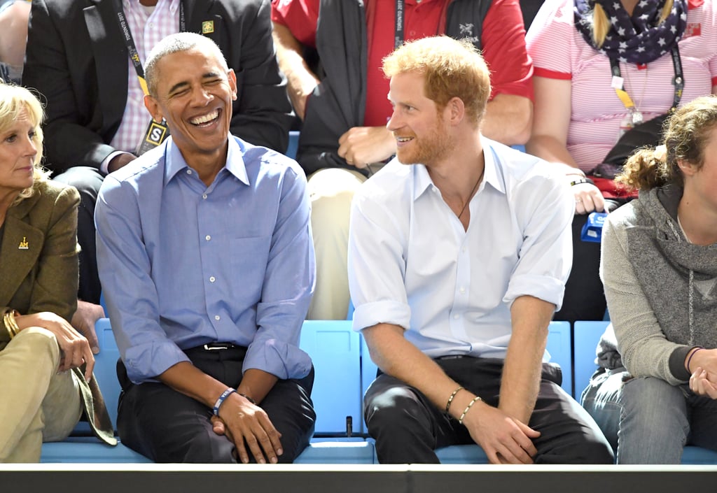 Harry showed off his bromance with Barack Obama at the Invictus Games in 2017.