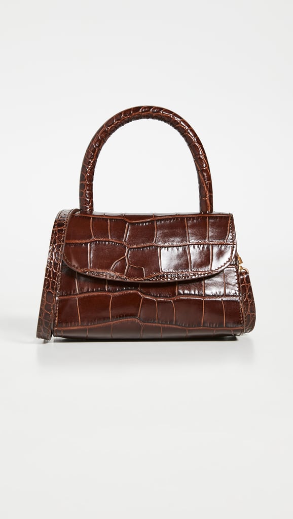 By Far Mini Nutella Croco Top Handle Bag