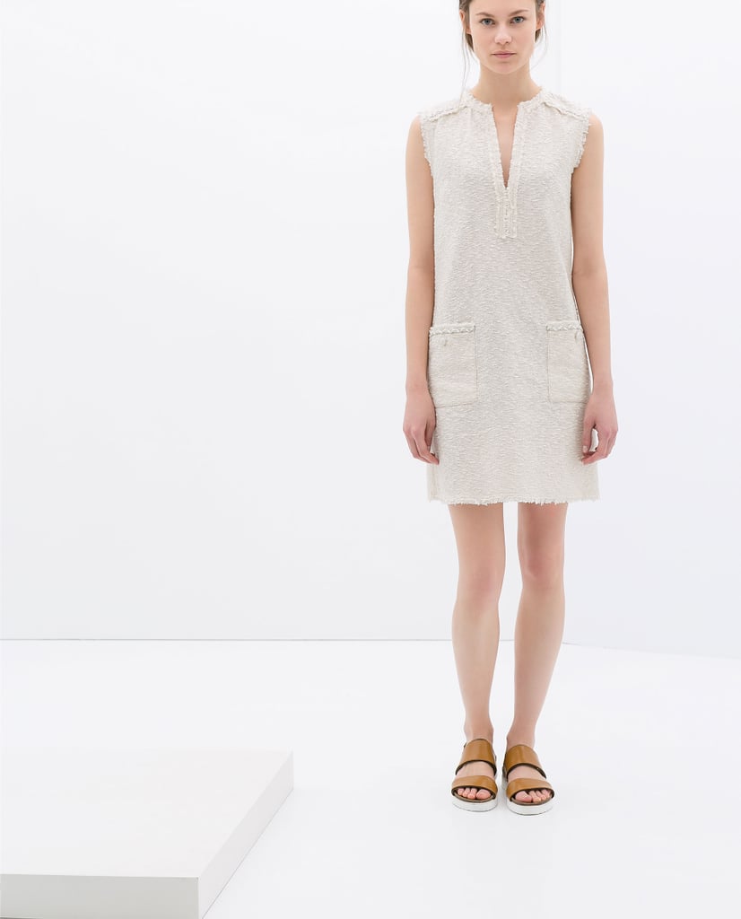 Zara white sleeveless boucle dress ($100)